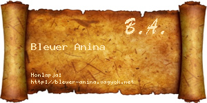 Bleuer Anina névjegykártya
